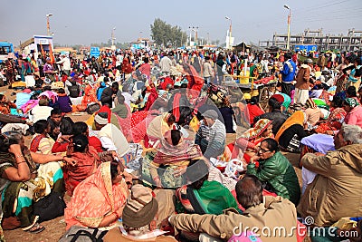 Hindu pilgrims gathered to take a holy dip in Ganges Editorial Stock Photo