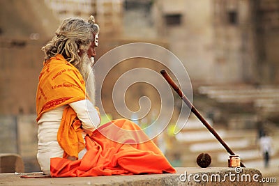 Hindu sadhu in Varanasi Editorial Stock Photo