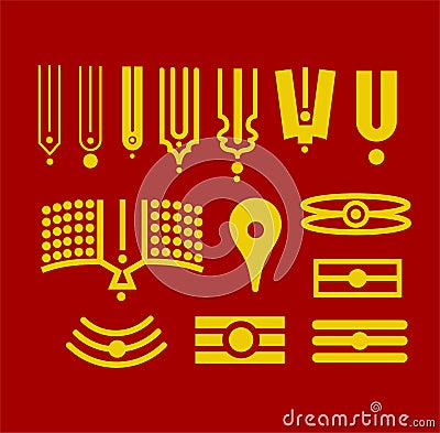 The Hindu tilak icon set with red yellow color Vector Illustration