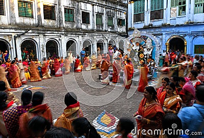 Hindu women dancing at Navratri festival Editorial Stock Photo