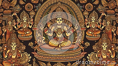 Hinduism. Hinduism Pattern. Shiva. Vishnu. Krishna. Pattern. Stock Photo