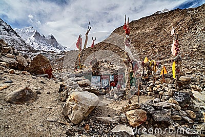 Hindy temple in sacred place in Himalaya Stock Photo