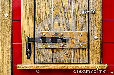 Hinge lock wooden window Stock Photo