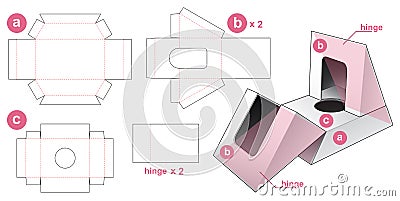Hinged triangle box die cut template Vector Illustration
