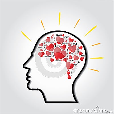 thinking about love in mind filled with thoughts concept of concentration and distraction Stock Photo