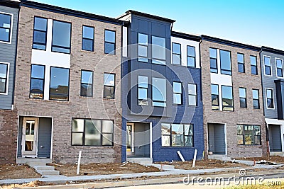 Hip City Townhouses in Blue and Black 4 Stock Photo