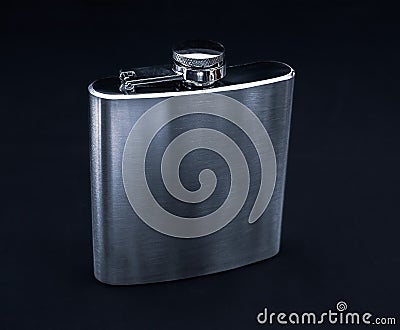 Hip flask alcohol container glass metal iron Stock Photo