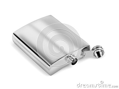 Hip flask on white Stock Photo