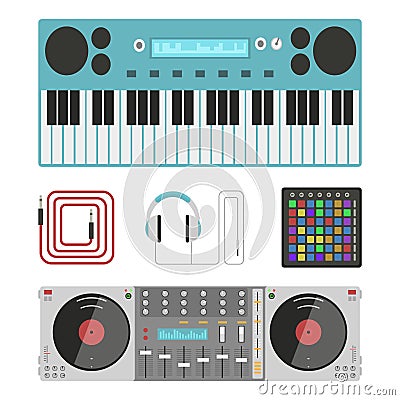 Hip hop accessory musician instruments breakdance expressive rap music dj vector illustration. Vector Illustration