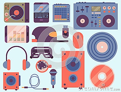 Hip hop accessory musician instruments breakdance expressive rap music dj vector illustration. Vector Illustration