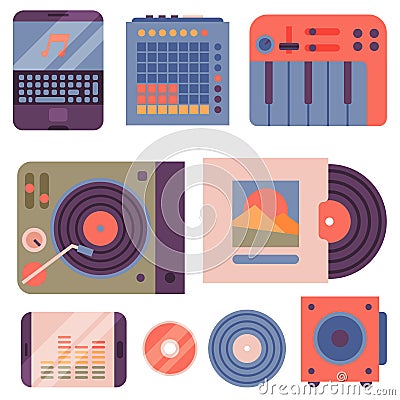 Hip hop accessory musician instruments breakdance expressive rap music dj vector illustration. Vector Illustration