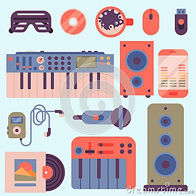 Hip hop accessory musician instruments breakdance expressive rap music dj vector illustration. Vector Illustration