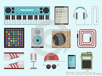 Hip hop accessory musician instruments breakdance expressive rap music dj vector illustration. Vector Illustration