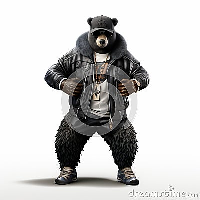 Hip-hop Bear: Photorealistic 3d Rendering Of A Rapper Bear Stock Photo
