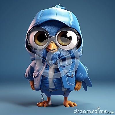 Hip-hop Bird: A Cute And Stylish Zbrush Character With A Playful Twist Stock Photo