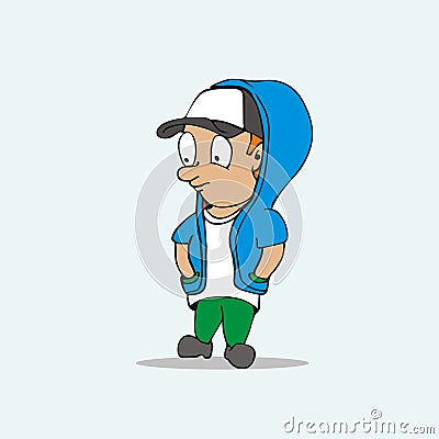 Hip Hop Cartoon Boy vector Vector Illustration