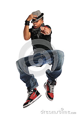 Hip Hop Dancer Jumping Stock Photo