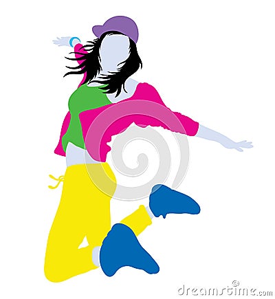 Hip Hop Dancer Silhouette Vector Illustration