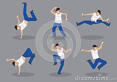 Hip Hop Dancer Vector Icon Set Vector Illustration