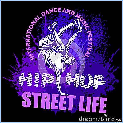 Hip hop dancer on white background Vector Illustration