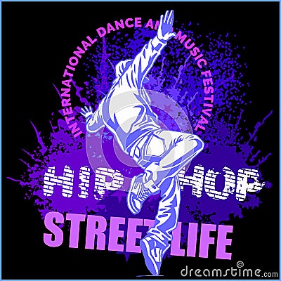 Hip hop dancer on white background Vector Illustration