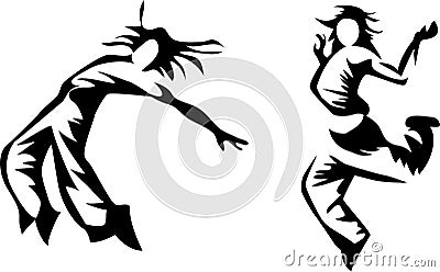 Hip hop dancers Vector Illustration