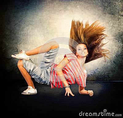 Hip-Hop Dancing Girl Stock Photo