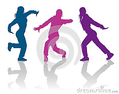 Hip hop dancing girls Vector Illustration