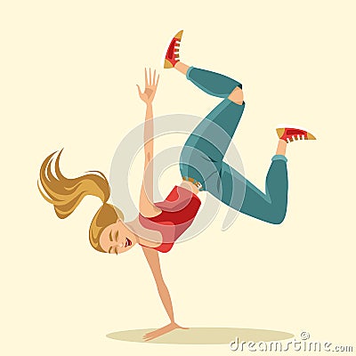 Hip hop female dancer Vector Illustration