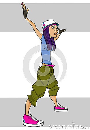 Hip hop girl Cartoon Illustration