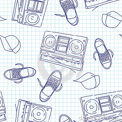 Hip hop music seamless pattern Vector Illustration