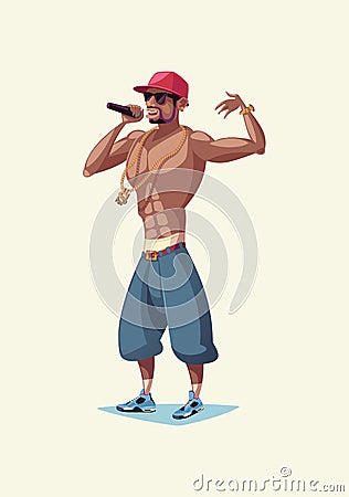 Hip hop musician isolated on white background Vector Illustration