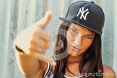 Hip hop rap girl Stock Photo