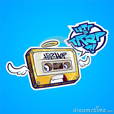 Hip-hop tape with wings Vector Illustration