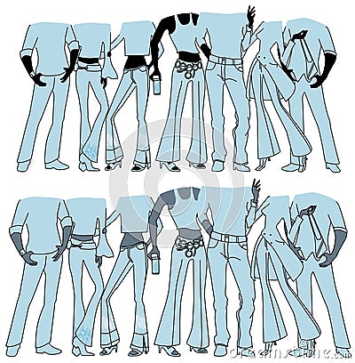 Hip Party Crowd Vector Illustration