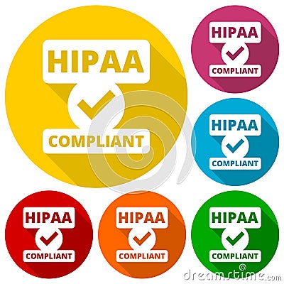 HIPAA badge - Health Insurance Portability and Accountability Act icons Vector Illustration