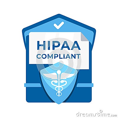 HIPAA compliant badge, symbolizing adherence to health information privacy and security standards in healthcare Vector Illustration