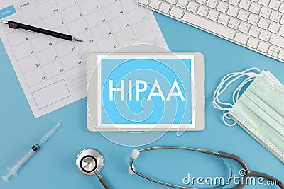 HIPAA Professional doctor use computer and medical equipment all around, HIPAA privacy rule HIPAA Compliance Stock Photo