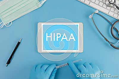 HIPAA Professional doctor use computer and medical equipment all around, HIPAA privacy rule HIPAA Compliance Stock Photo