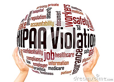 HIPAA violation word cloud sphere concept Stock Photo