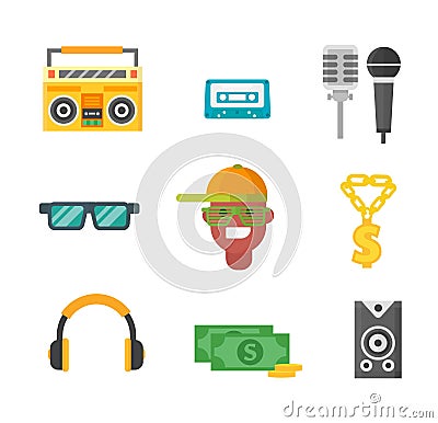 Hiphop music icons vector illustration Vector Illustration