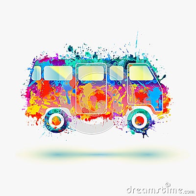 Hippie Camper bus. Vector Illustration