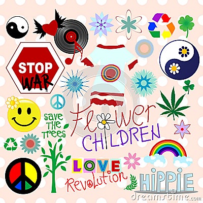 Hippie design elements Vector Illustration