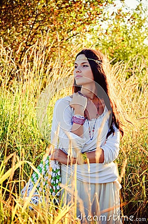 Hippie girl Stock Photo