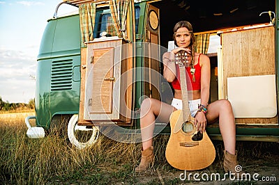 Hippie girl Stock Photo