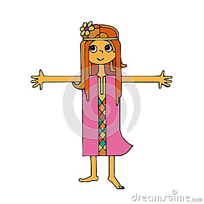 Hippie girls hugs Vector Illustration