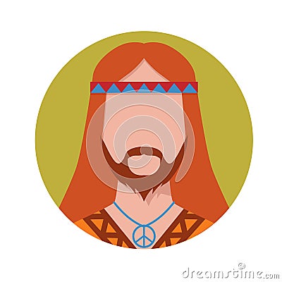 Hippie male avatar Vector Illustration