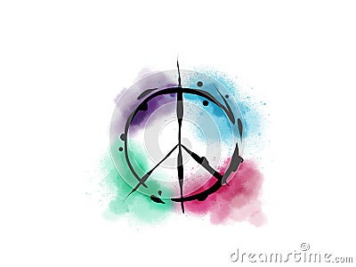 Hippie peace symbol. Peace and love. Colorful hand drawn. Vector Illustration