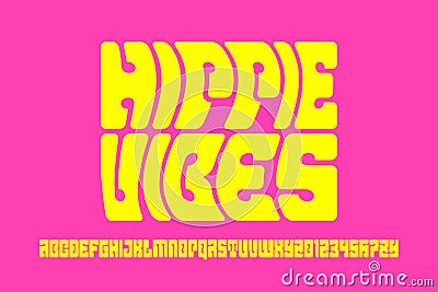 Hippie psychedelic style font Vector Illustration