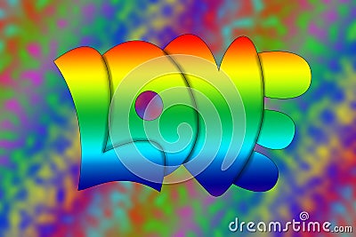 Hippie Rainbow 1960's Stlye Love Letters, Text Stock Photo